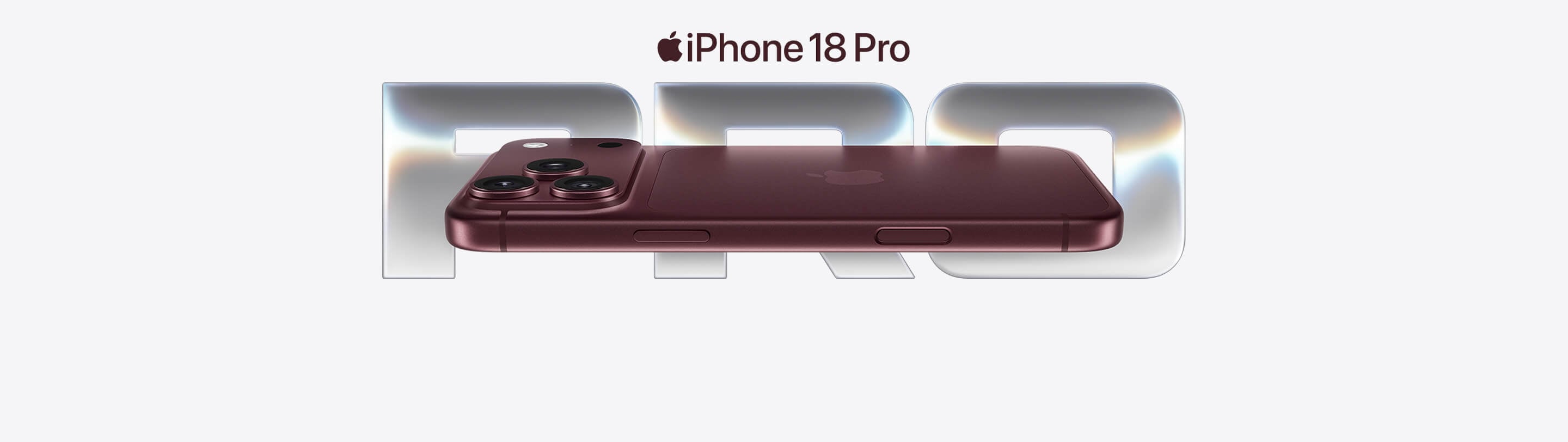 iPhone 18 Pro em borgonha sobre a palavra PRO